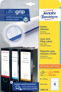  Avery Zweckform L4761-25 A4 61x192 4  /80/2/25./ . 