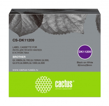 Картридж ленточный Cactus CS-DK11209 черный для Brother P-touch QL-500, QL-550, QL-700, QL-800