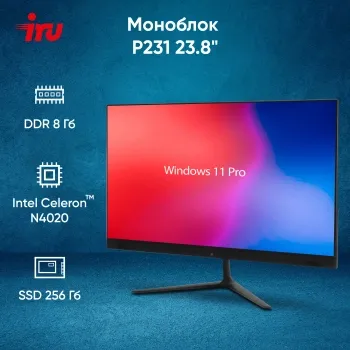  IRU P231 23.8 Full HD Cel N4020 (1.1) 8Gb SSD256Gb Windows 11 Professional GbitEth WiFi BT