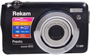  Rekam Presto zoom 800  21Mpix Zoom8x 2.7 1080p SDHC/MMC CMOS IS el 3.8minF/Li-Ion